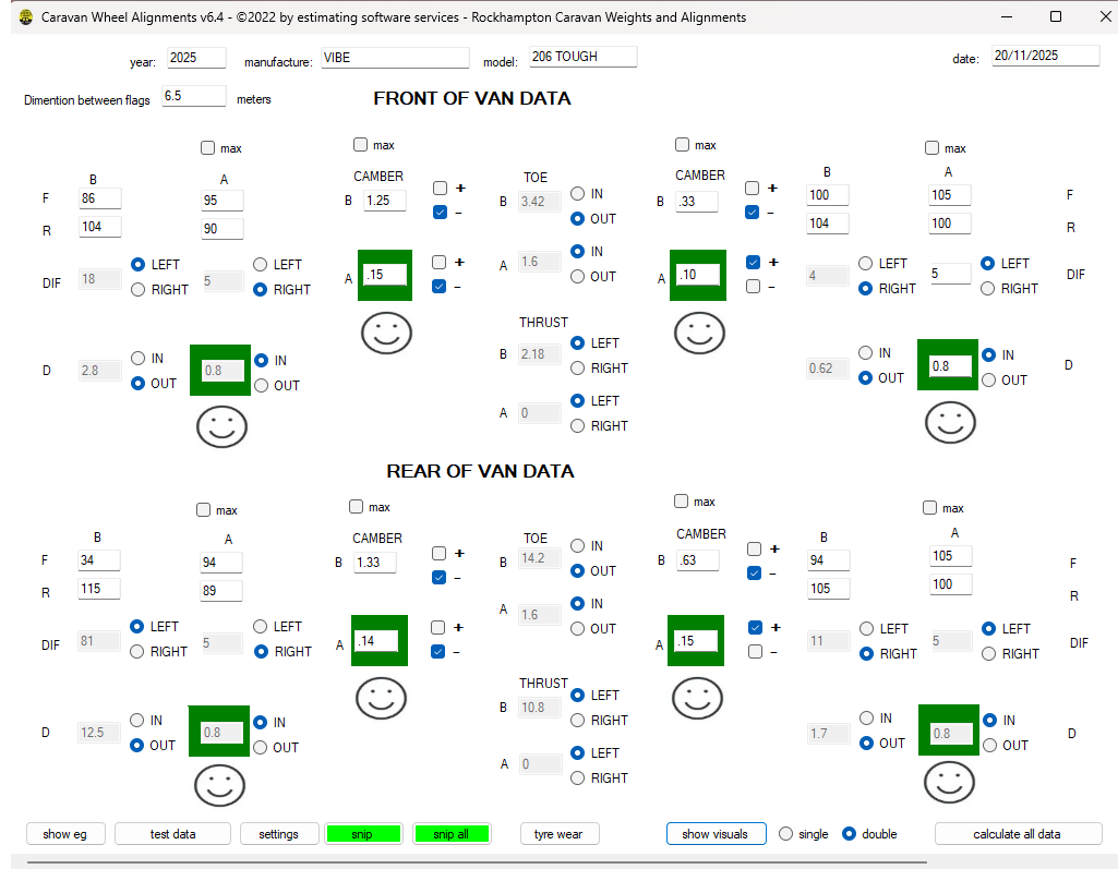 Caravan Wheel Alignments desktop software